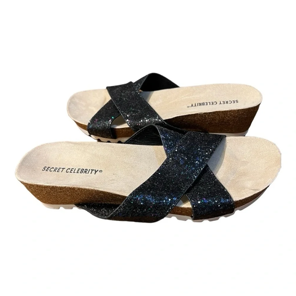Secret Celebrity Cookie Crumble Glitter Slides Vegan Size 8M